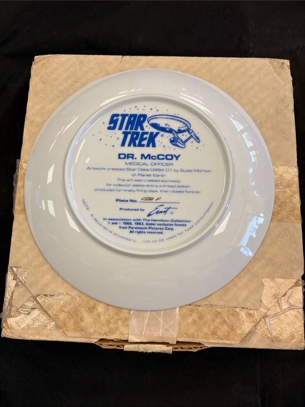 Dr. Mc Coy Commemorative Plate - Blue Illustration. 0293